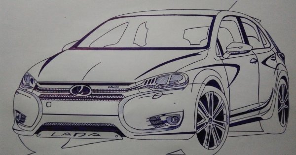 Автомобиль нарисованный ручкой