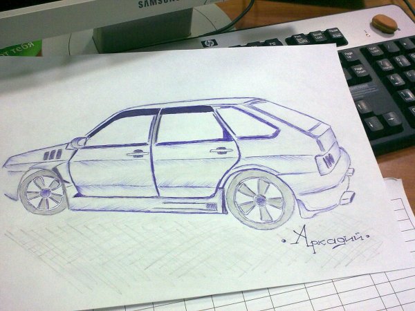 Нарисовать машину ручкой