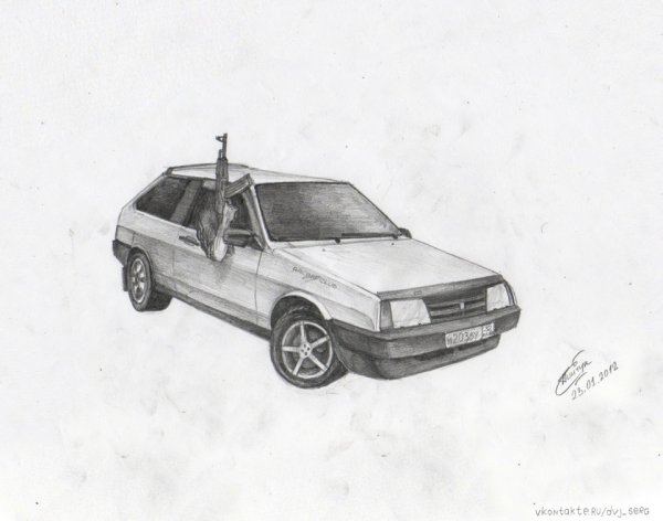 ВАЗ 2109 карандашом спереди