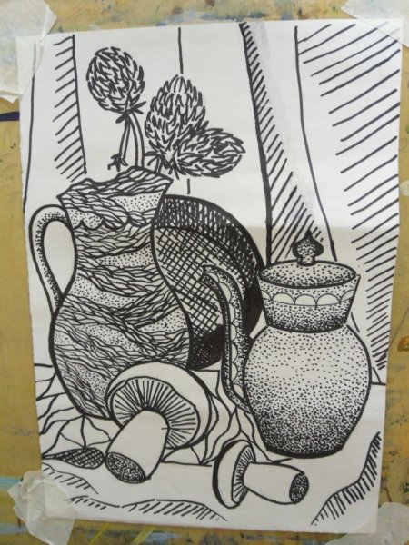 Графический натюрморт ваза