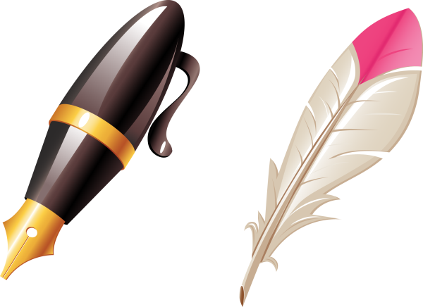 Ручка перо на прозрачном фоне