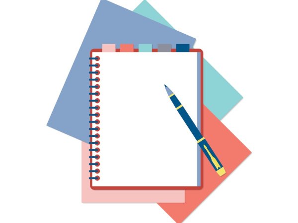 Блокнот с ручкой иконка