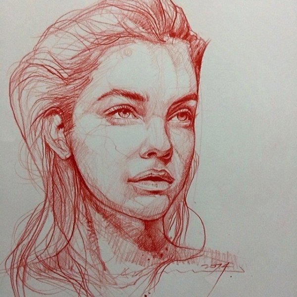 Наброски портретов ручкой