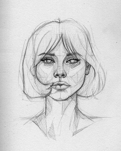 Девушка карандашом