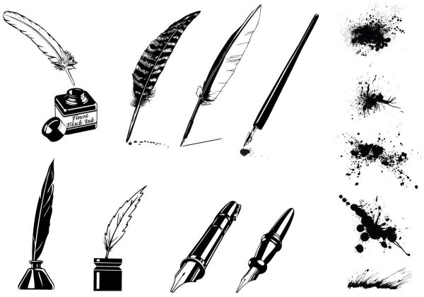 Перо ручка карандашом
