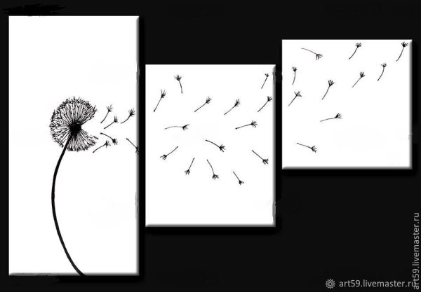 Одуванчик в графике чёрной ручкой