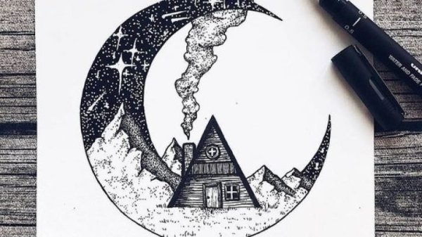 Рисунки в круге для скетчбука