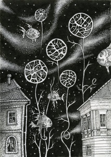 Рисунки тушью космос