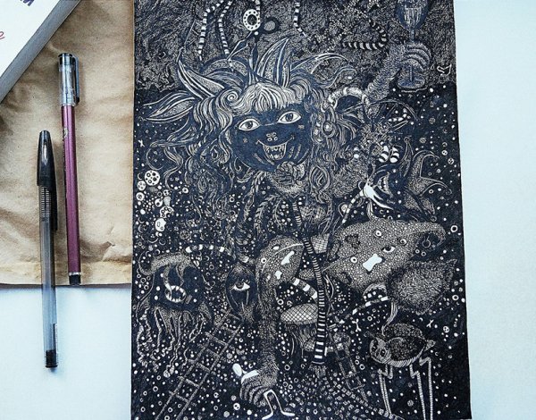 Рисунок гелиевой ручкой