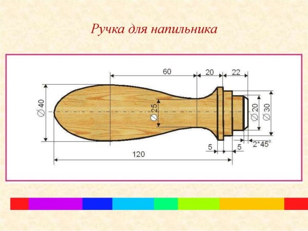 Чертёж детали ручка напильника
