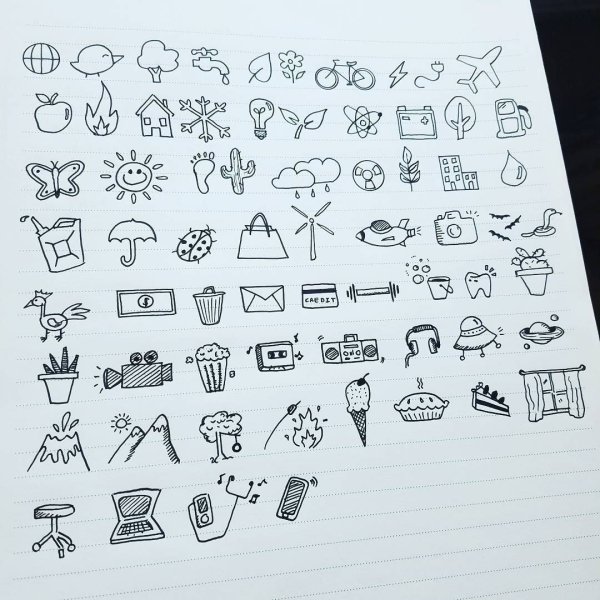 Мини рисунки для ежедневника черной ручкой