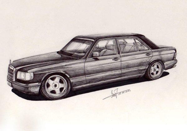 Рисунок Мерседес 124 сбоку