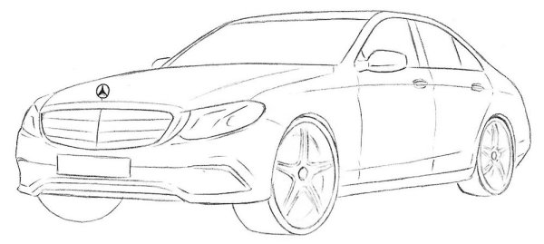 Нарисовать Мерседес сбоку