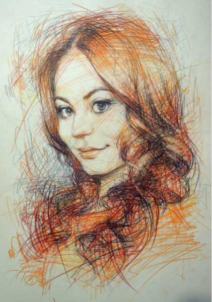 Портрет цветными карандашами