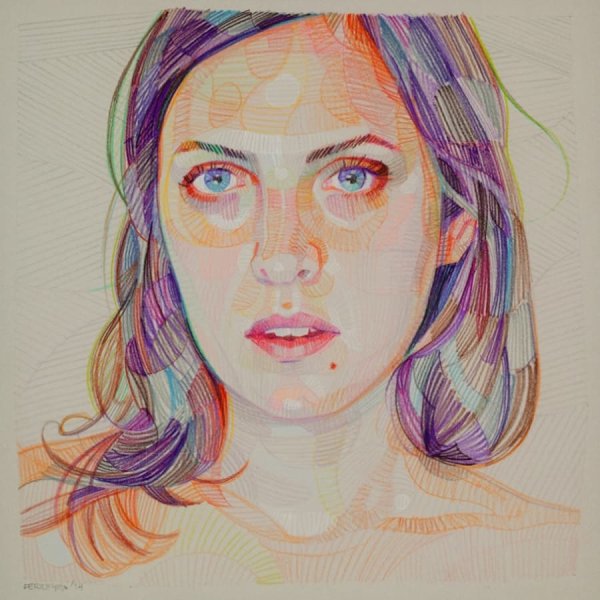 Лицо цветными карандашами