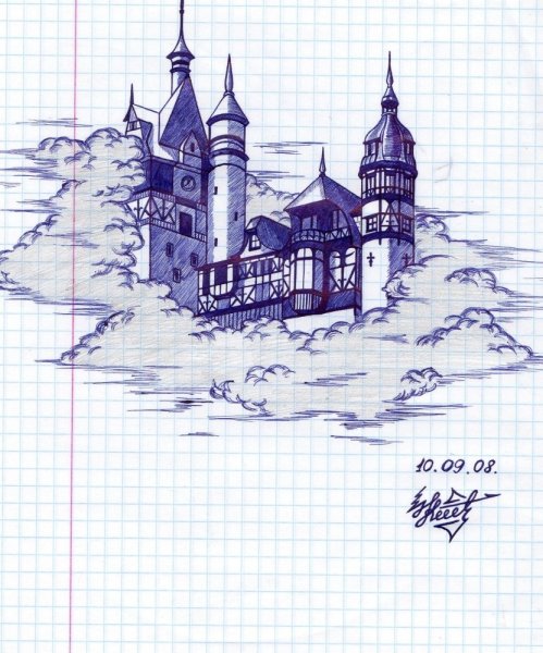 Замок рисунок ручкой