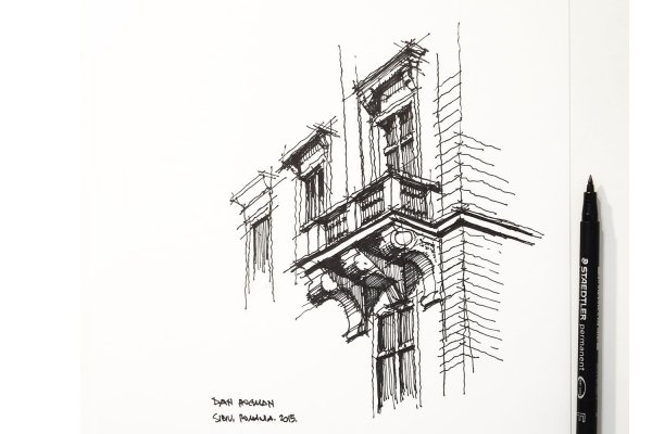 Наброски архитектуры ручкой