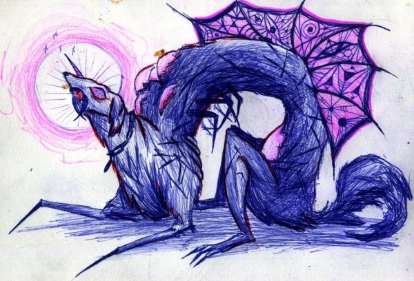 Рисунки монстров синей ручкой