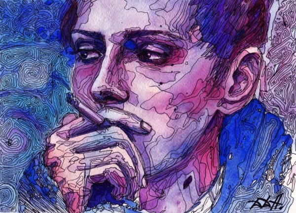 Рисунки акварелью и гелевой ручкой