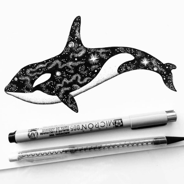 Кит черной ручкой