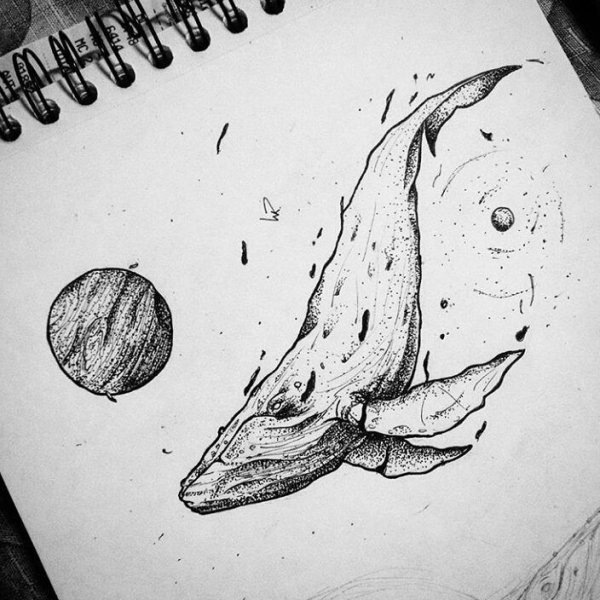 Кит набросок для тату