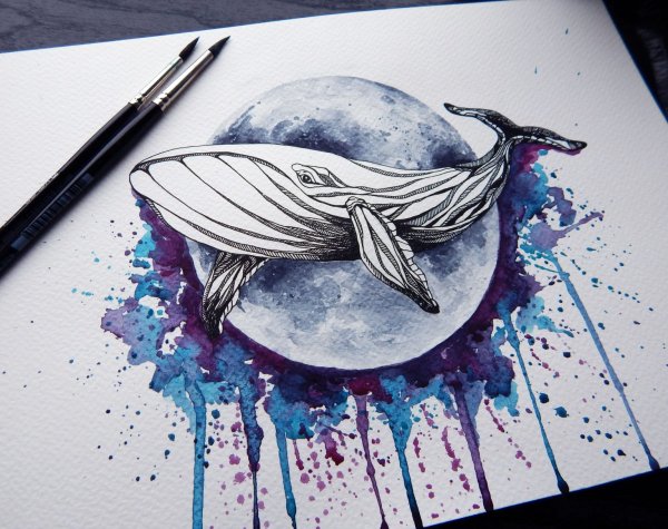 Кит тату скетч