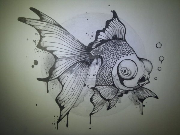 Рыба гелевой ручкой