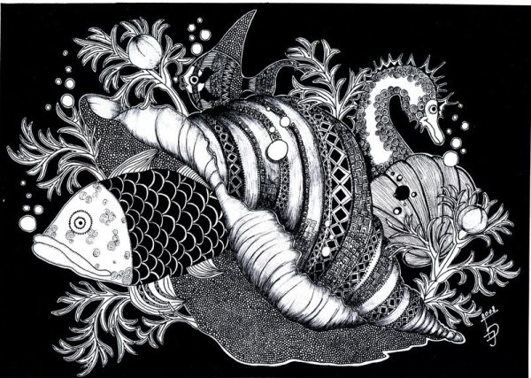 Графическая композиция рыбы