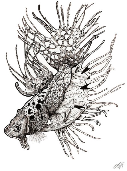 Рыба гелевой ручкой