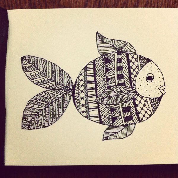 Техника Зентангл рыбка