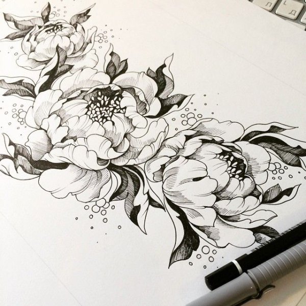 Тату пионы