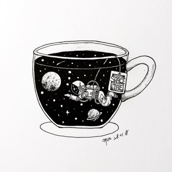 Иллюстрация скетч набросок космос