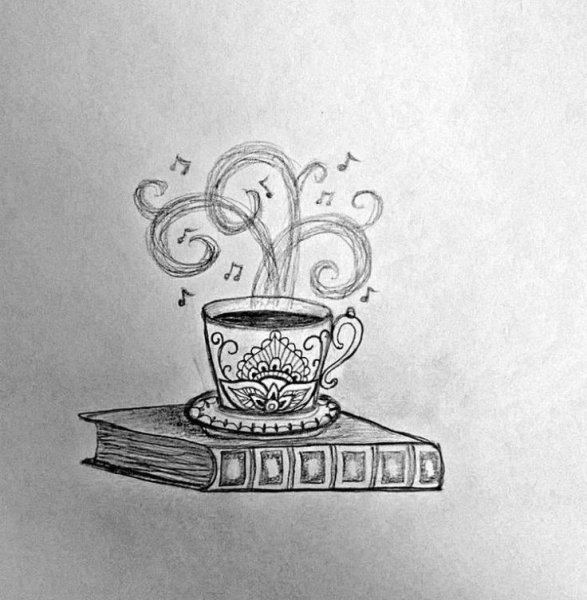 Рисунки для срисовки чашка кофе