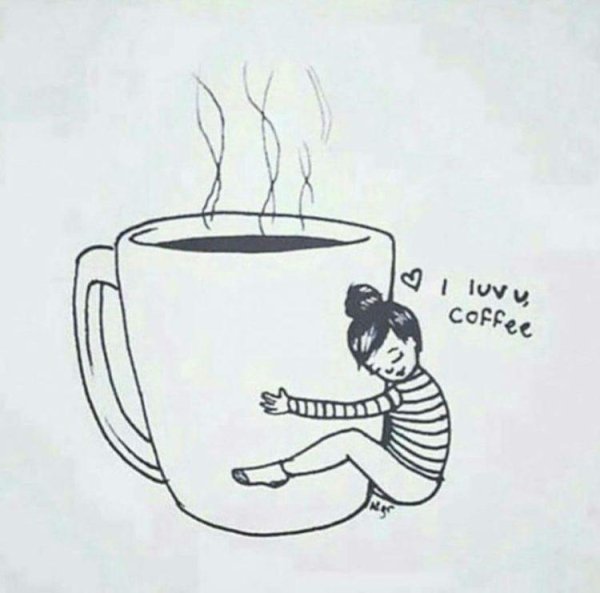 Нарисованная рука с кружкой