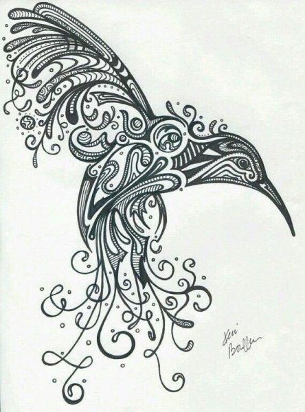 Птица гелевой ручкой