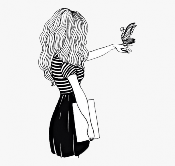 Черно белые рисунки девушек легкие