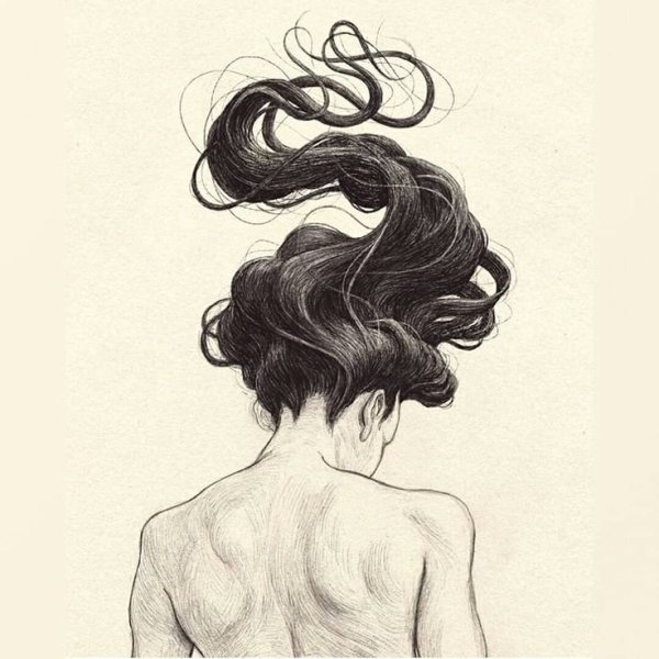 Девушка со спины набросок