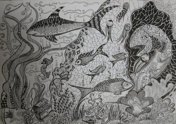 Графическая композиция подводный мир