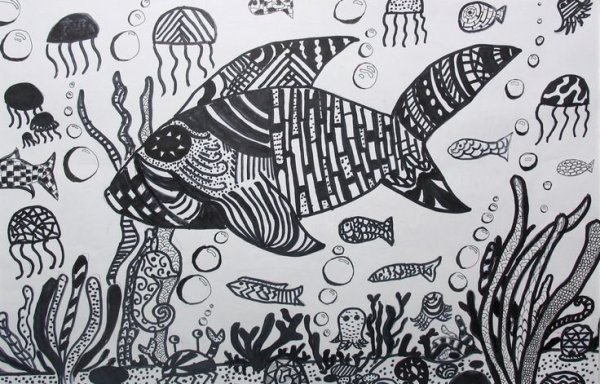 Графическая композиция подводный мир