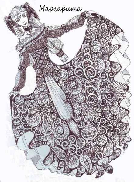 Платье гелевой ручкой