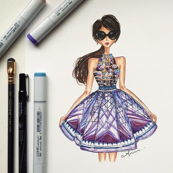 Красивые платья, скетчинг.