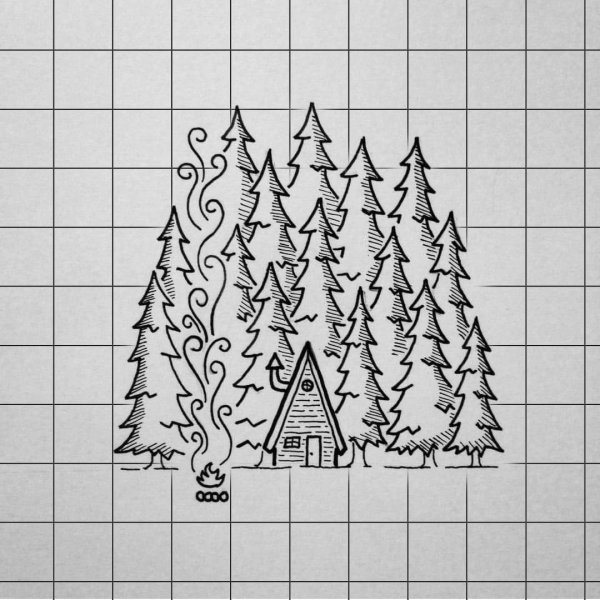 Новогодний пейзаж в графике