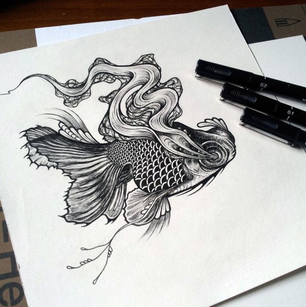 Рыба черной ручкой