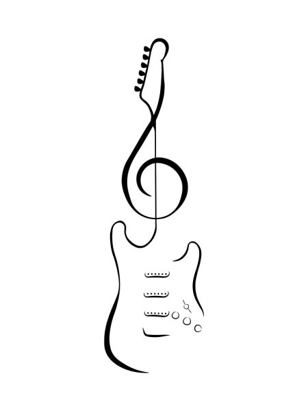 Тату гитара эскиз