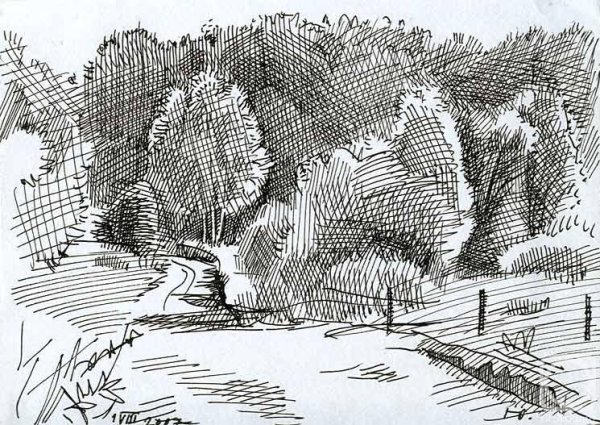 Пейзаж тушью