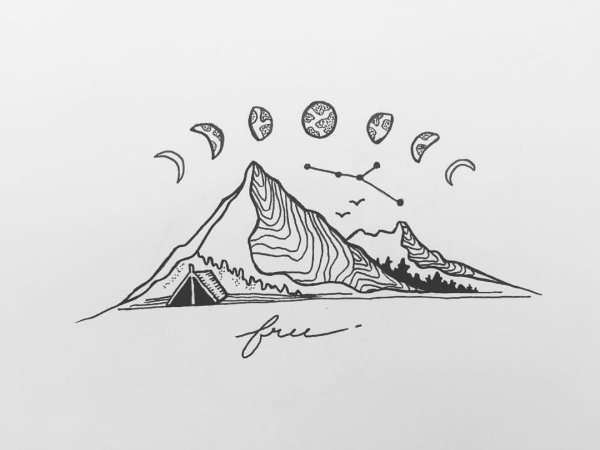 Набросок пейзаж минималистичный