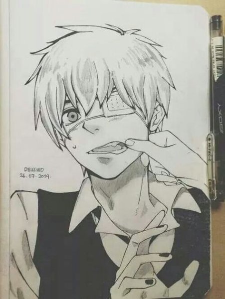 Токийский гуль Канеки Кен нарисовать