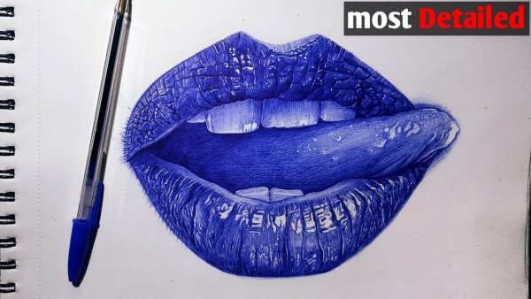 Нарисовать губы ручкой