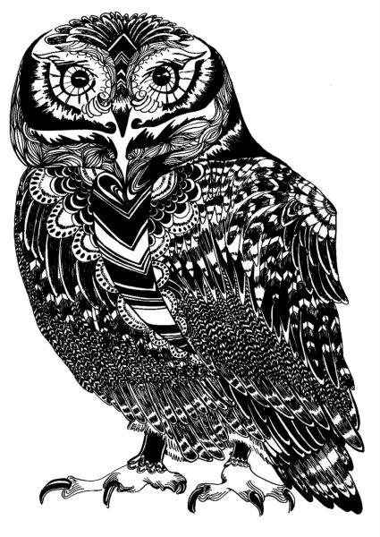 Сова гелевой ручкой для начинающих