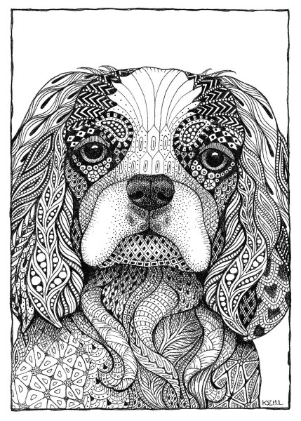 Животные черной гелевой ручкой